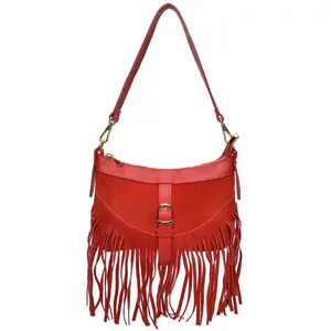 Anna Luchini - Sac bandoulière en cuir Aveline rouge - 16x25.5 cm OS pas cher