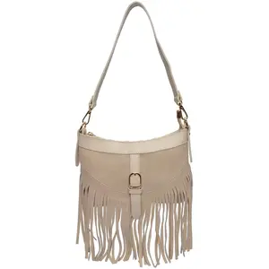 Anna Luchini - Sac bandoulière en cuir Soléa beige - 16x25.5 cm OS pas cher