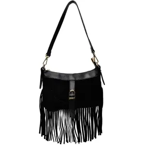 Anna Luchini - Sac bandoulière en cuir Henrietta noir - 16x25.5 cm OS pas cher