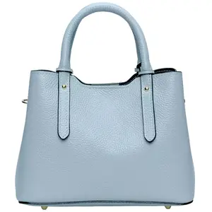 Anna Luchini - Sac fourre-tout en cuir Adriella céleste - 16.5x22x11 c... pas cher