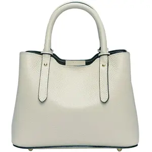 Anna Luchini - Sac fourre-tout en cuir Luciana beige - 16.5x22x11 cm O... pas cher
