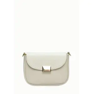 Anna Luchini - Sac bandoulière en cuir Ottavia beige - 12.5x18x7 cm OS pas cher