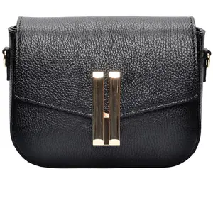 Anna Luchini - Sac bandoulière en cuir Philomena noir - 15x20x6 cm OS pas cher