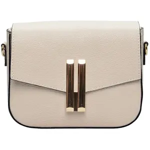 Anna Luchini - Sac bandoulière en cuir Eugenia beige - 15x20x6 cm OS pas cher