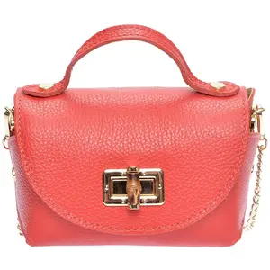 Anna Luchini - Sac bandoulière en cuir Delphine rouge - 13x19x9 cm OS pas cher