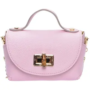 Anna Luchini - Sac bandoulière en cuir Geneviève rose - 13x19x9 cm OS