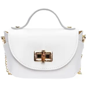 Anna Luchini - Sac bandoulière en cuir Amélia blanc - 13x19x9 cm OS pas cher
