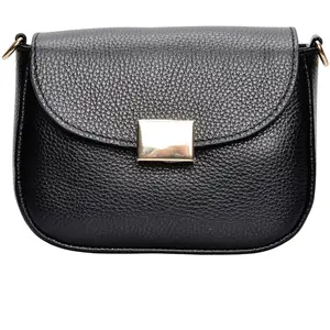 Anna Luchini - Sac bandoulière en cuir Giovanna noir - 12.5x18x7 cm OS pas cher