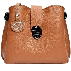 Luisa Vannini - Sac bandoulière gris cognac - 19x21x7 cm OS pas cher