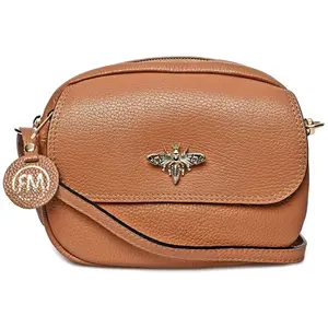 Roberta M - Sac bandoulière Arona Cognac - 18x22x6 cm OS pas cher