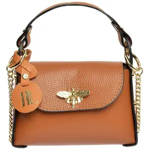 Anna Luchini - Sac à main Joyce Cognac - 13x19x7 cm OS pas cher