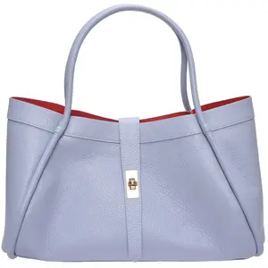 Luisa Vannini - Sac bandoulière en cuir Lou celeste - 23x37.5x14 cm OS
