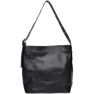 Luisa Vannini - Sac bandoulière en cuir Zoe noir - 34x28x12.5 cm OS pas cher