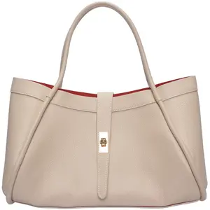 Luisa Vannini - Sac bandoulière en cuir Victoria beige - 23x37.5x14 cm... pas cher