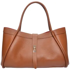 Luisa Vannini - Sac bandoulière en cuir Mia cognac - 23x37.5x14 cm OS pas cher