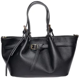 Luisa Vannini - Sac fourre-tout en cuir Isabella noir - 20x34x8 cm OS pas cher