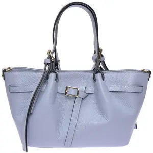 Luisa Vannini - Sac fourre-tout en cuir Alessia céleste - 20x34x8 cm O... pas cher