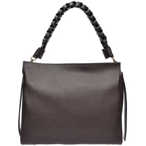 Luisa Vannini - Sac bandoulière en cuir Zoé testa moro - 26x30x10 cm O... pas cher