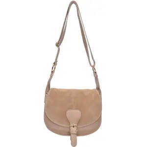 Luisa Vannini - Sac bandoulière en cuir Luna boue - 22x28x10 cm OS pas cher