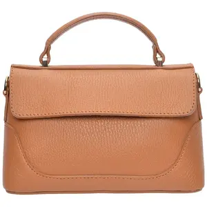 Luisa Vannini - Sac à main en cuir Chiara cognac - 12.5x21x8.5 cm OS pas cher