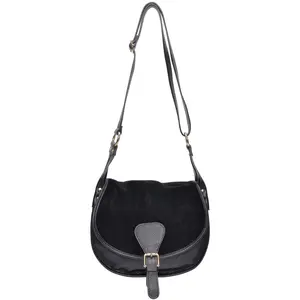 Luisa Vannini - Sac bandoulière en cuir Bianca noir - 22x28x10 cm OS pas cher