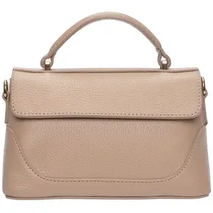 Luisa Vannini - Sac à main en cuir Naomi boue - 12.5x21x8.5 cm OS pas cher