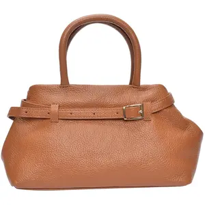 Luisa Vannini - Sac fourre-tout en cuir Lila cognac - 17.5x26x13 cm OS pas cher