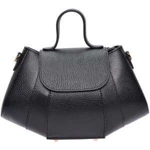 Luisa Vannini - Sac à main en cuir Mélissa noir - 17x26x7 cm OS pas cher