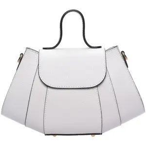Luisa Vannini - Sac à main en cuir Noémie blanc - 17x26x7 cm OS pas cher