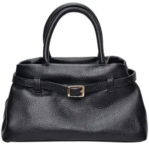 Luisa Vannini - Sac fourre-tout en cuir Ella noir - 17.5x26x13 cm OS pas cher