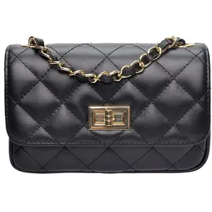 Luisa Vannini - Sac bandoulière en cuir Camélia noir - 12x19.5x5 cm OS pas cher