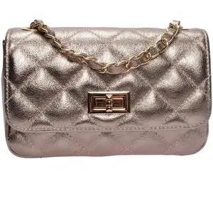 Luisa Vannini - Sac bandoulière en cuir Inès bronze - 12x19.5x5 cm OS pas cher