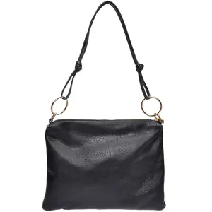 Luisa Vannini - Sac bandoulière en cuir Sabrina noir - 25.5x35cm OS pas cher
