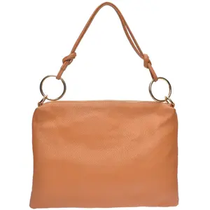 Luisa Vannini - Sac bandoulière en cuir Margaux cognac - 25.5x35cm OS pas cher