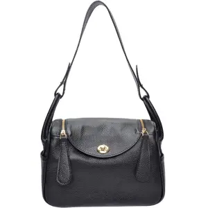 Luisa Vannini - Sac à main en cuir Lorena noir - 17x26x12.5 cm OS pas cher