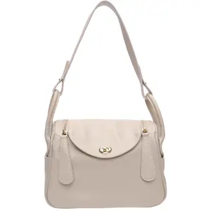Luisa Vannini - Sac à main en cuir Tatiana beige - 17x26x12.5 cm OS pas cher