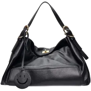 Luisa Vannini - Sac à main en cuir Nora noir - 28x47x8 cm OS pas cher