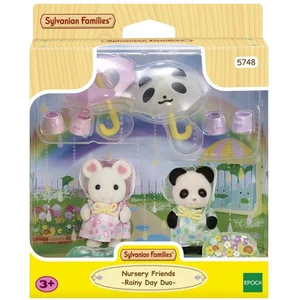 2 Figurines Sylvian Families Le duo des bébés en habits de pluie pas cher