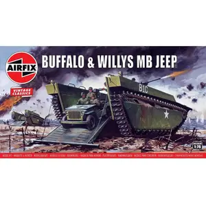 Comparateur de prix : Buffalo Amphibian Lvt & Jeep - 1:76e - Airfix