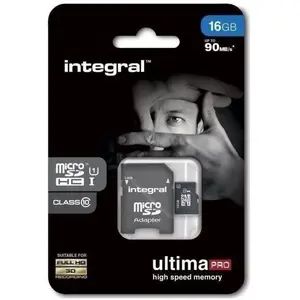 Comparateur de prix : Carte microSDHC Integral UltimaPro 16 Go avec adaptateur SD, UHS-I