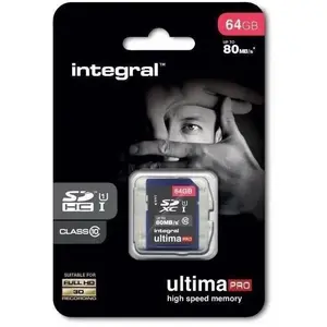 Comparateur de prix : Integral 64GB ULTIMAPRO SDHC/XC 80MB CLASS 10 UHS-I U1 64 Go SD