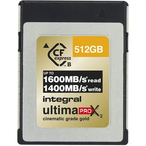 Integral 512GB CFexpress Carte mémoire Type B 2.0 12K & 8K RAW and 8K 120 Conçue pour les caméras cinéma et les appareils photo reflex - vitesse d'écriture élevée et soutenue d'au moins 1400MB/s pas cher