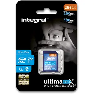 Integral 256GB ULTIMAPRO X2 SDXC 260/100MB UHS-II V60 256 Go SDVendu parinmac-wstore