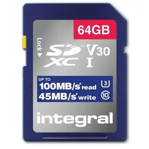 Comparateur de prix : Integral NEDIS Carte Mémoire SD Haute Vitesse SDHC/XC V30 UHS-I U3 64GB TU
