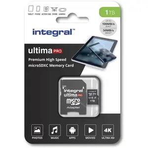 Comparateur de prix : Integral Carte Mémoire 1TB Micro SDXC + Adaptateur SDHC/SDXC Premium H...