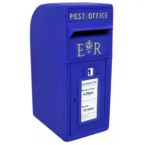 Monstershop Boîte aux Lettres Murale Bleue en Fonte Réplique authentique La Poste Royal Mail Pilier Verrouillable Clé Dorée Incluses] Courrie pas cher