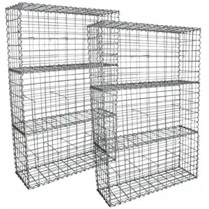 Comparateur de prix : Monstershop Lot de 6 Paniers de Gabions Argentés en Acier Galvanisé pour Projets d’Aménagement Extérieur,100 x 50 x 30cm