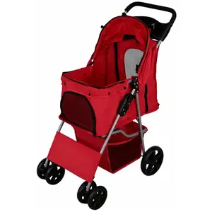 MonsterShop Poussette Rouge Pliable pour Chien Chat Animaux de Compagnie - Max 15KG