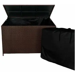 Comparateur de prix : MONSTERSHOP Coffre de rangement Marron en rotin extérieur pour coussins - 582L 80x138x70cm