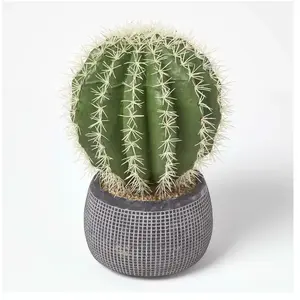 Homescapes - Cactus artificiel 'Echinocactus Grusonii' en pot en ciment sculpté 38 cm pas cher